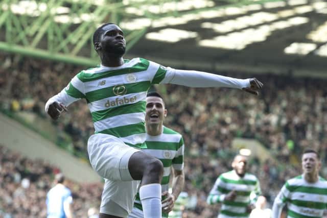 Odsonne Edouard celebrates scoring Celtic's second goal. Picture: John Devlin