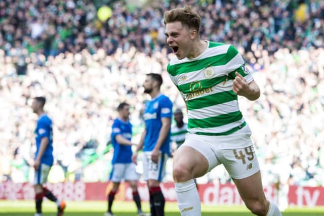 Celtic's James Forrest celebrates his goal. Picture: SNS