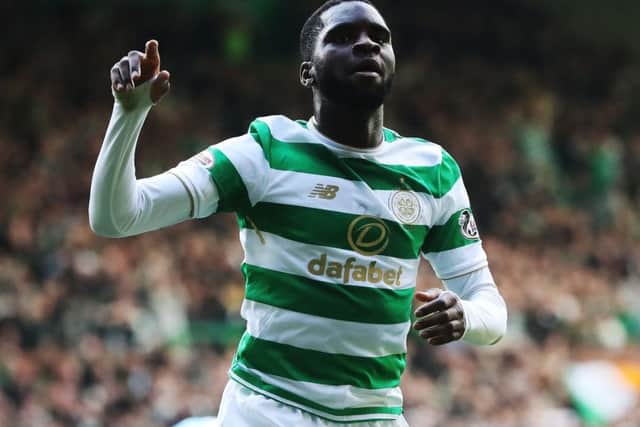 Keen to stay: Odsonne Edouard celebrates scoring his, and Celtic's second against Rangers. Picture: Getty images