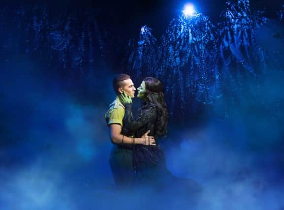 Aaron Sidwell and Amy Ross on stage in Wicked. Pic: Matt Crockett.