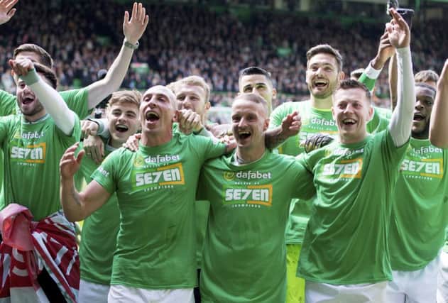 Celtic's players celebrate at full time. Picture: SNS