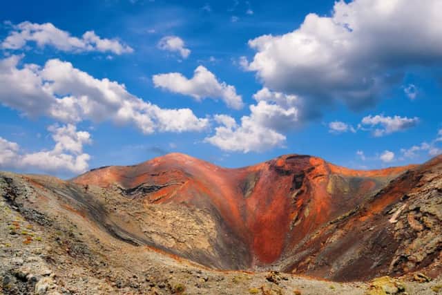 A volcanic crater in the spectacular Mountains of Fire,Timanfaya National Park in Lanzarote