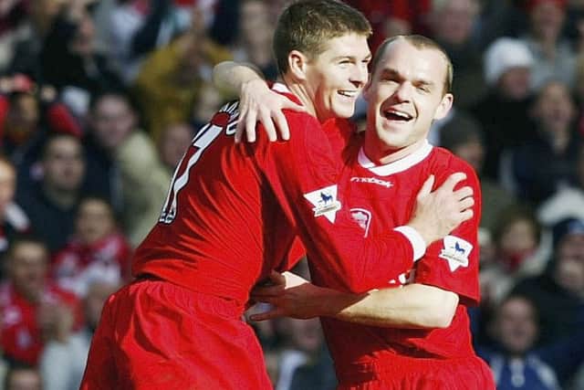 Danny Murphy and Steven Gerrard during their playing days at Liverpool.