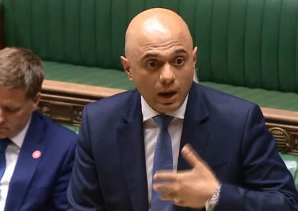 Britain's Home Secretary Sajid Javid speaking on the Urgent Question regarding Windrush in the House of Commons at Parliament. Picture: Getty