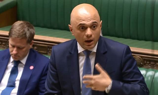 Britain's Home Secretary Sajid Javid speaking on the Urgent Question regarding Windrush in the House of Commons at Parliament. Picture: Getty Images
