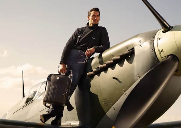 The high-flying supermodel launches his sAspinal of London, The Aerodrome Collection by David Gandy, Aerodrome Backpack, GBP795