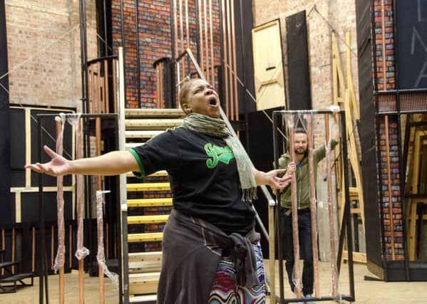 Irene-Myrtle Forrester in rehearsals for Chicago at Pitlochry Festival Theatre