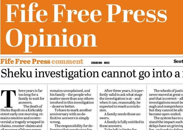 Fife Free Press editorial comment