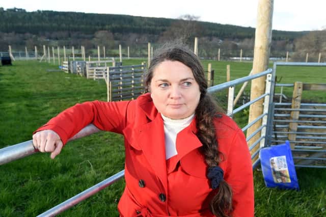 Lesley-Frost Schenk close to where twelve of her rare breeds sheep have been killed by a dog. Picture: Centre Press