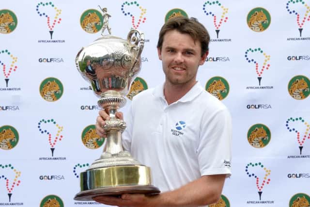 Liam Johnston with the Africa Amateur Championship trophy. Picture: Contributed