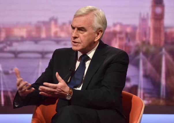 Shadow chancellor John McDonnell on The Andrew Marr Show. Picture: BBC