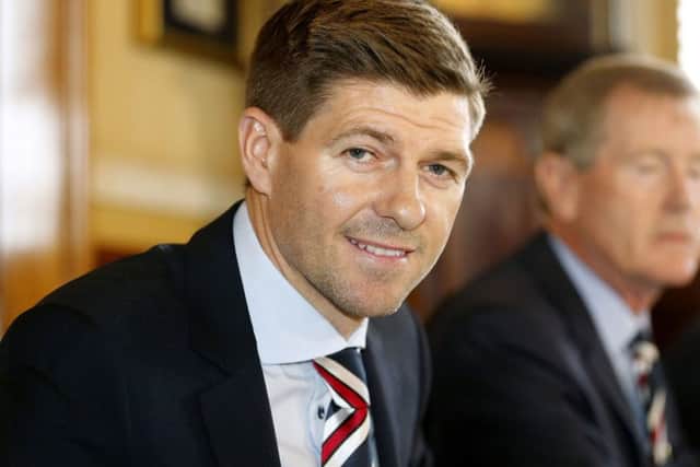 Steven Gerrard is unveiled at Ibrox after agreeing a four-year deal to become the new Rangers manager. Picture: PA