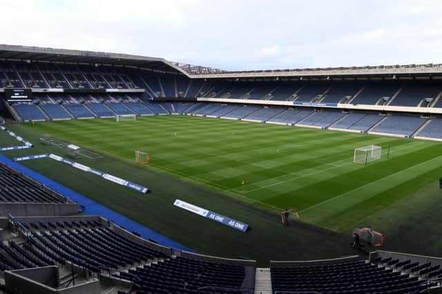 The international pitch at BT Murrayfield set up for football. Picture: Alan Harvey/SNS/SRU