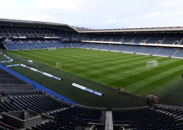 The international pitch at BT Murrayfield set up for football. Picture: Alan Harvey/SNS/SRU