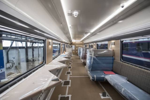 The new lounge car with "saw-tooth" table. Picture: John Devlin