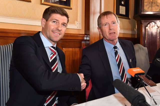 Steven Gerrard with Rangers chairman Dave King. Picture: Bill Murray/SNS