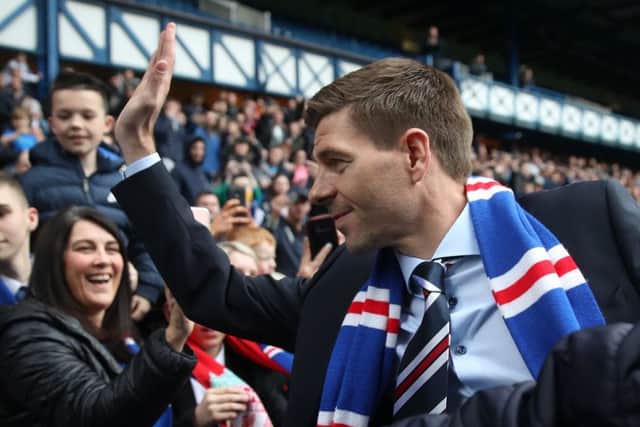 Steven Gerrard responds to the enthusiastic welcome he received from Rangers fans at Ibrox this week. Photograph: Ian MacNicol/Getty Images