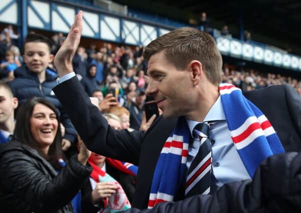 Steven Gerrard responds to the enthusiastic welcome he received from Rangers fans at Ibrox this week. Photograph: Ian MacNicol/Getty Images