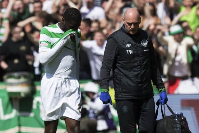 Odsonne Edouard limped off during Celtic's 3-1 win over Hearts. Picture: SNS