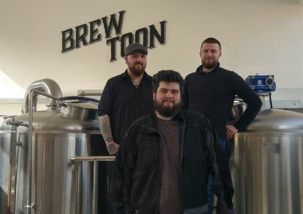 Stuart Leel, Kristof Szappanos and Cameron Bowden at the Brew Toon brewery