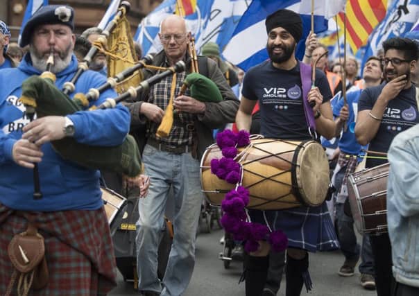 The pro-indy protest march in Glasgow was seen as a joke by some (Picture: John Devlin)
