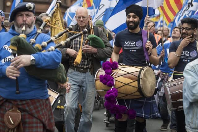 The pro-indy protest march in Glasgow was seen as a joke by some (Picture: John Devlin)