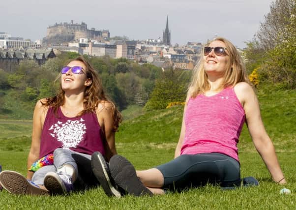 Temperatures in Edinburgh reached 22C on bank holiday Monday, a little cooler than the record-breaking 28.7C experienced by some Londoners