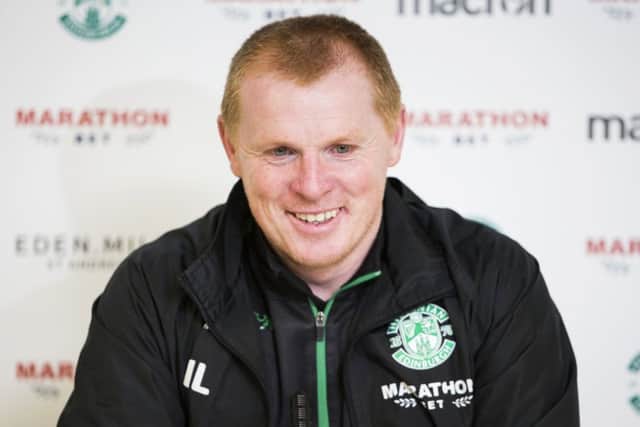 Hibs manager Neil Lennon speaks to press ahead of the Edinburgh Derby against Hearts. Picture: SNS