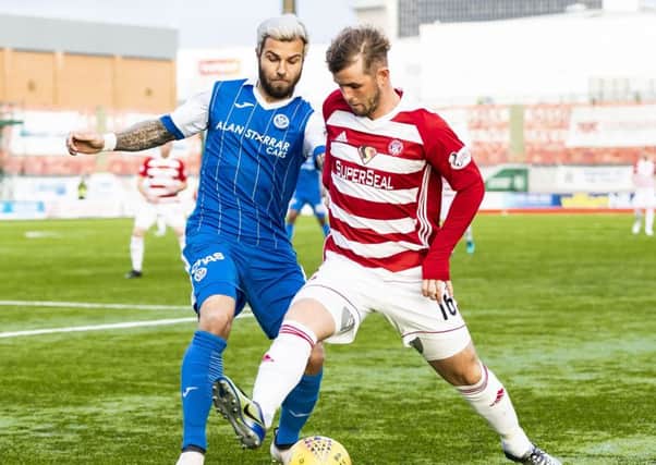 Richard Foster and David Templeton battle for possession. Picture: SNS