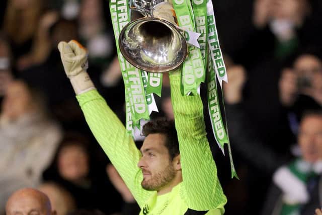 Craig Gordon helped Celtic lift the Betfred Cup against Motherwell in November. Picture: Michael Gillen