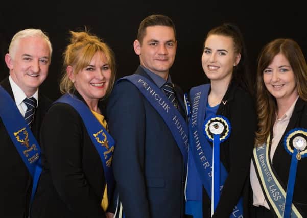 Penicuik Hunter and Lass 2018 official party. This year's Penicuik Hunter Stuart Gillies and Lass Alisha Hall, pictured centre.