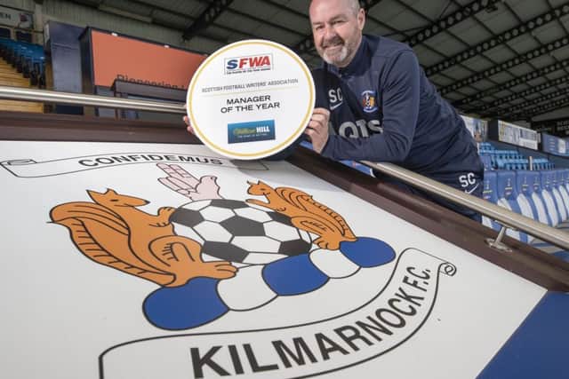 Steve Clarke, who will receive his Football Writers' Manager of the Year award at a dinner on Sunday night, has taken Kilmarnock from bottom of the Premiership into the top six. Picture: Steve Welsh