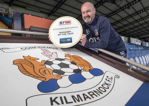 Steve Clarke, who will receive his Football Writers' Manager of the Year award at a dinner on Sunday night, has taken Kilmarnock from bottom of the Premiership into the top six. Picture: Steve Welsh