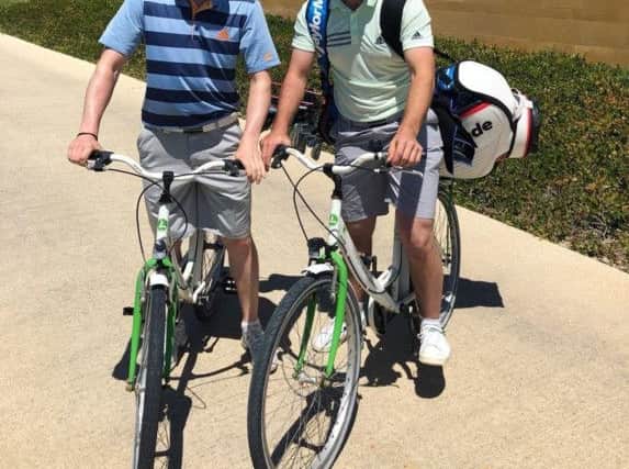 Connor Syme and Bradley Neil on bikes, which players are using this week to get around the resort staging the European Tour event.