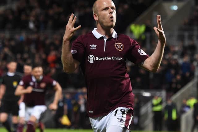 Steven Naismith celebrates scoring the winner. Picture: SNS Group