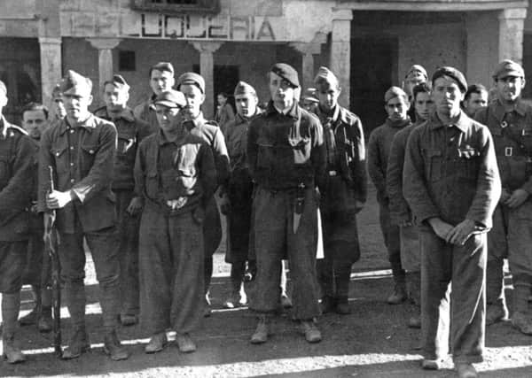 Men of the British Battalion of the XV International Brigade in Spain during the Spanish Civil War, circa 1937. (Picture: Express/Hulton Archive/Getty Images)