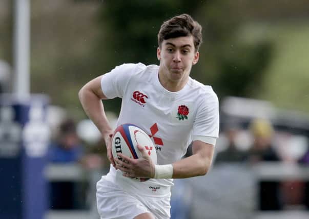 Cameron Redpath, son of former Scotland star Bryan, in action for the England under-18 side last season. Picture: Matthew Impey/REX/Shutterstock