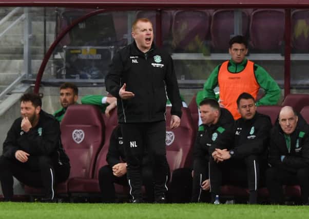 An emotional Neil Lennon hinted at quitting as Hibs manager after the 2-1 defeat by Hearts. Picture: SNS.