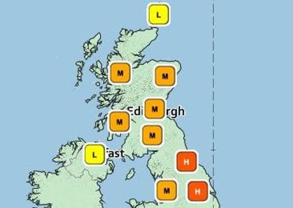 Picture: Fridays pollen count, Met Office
