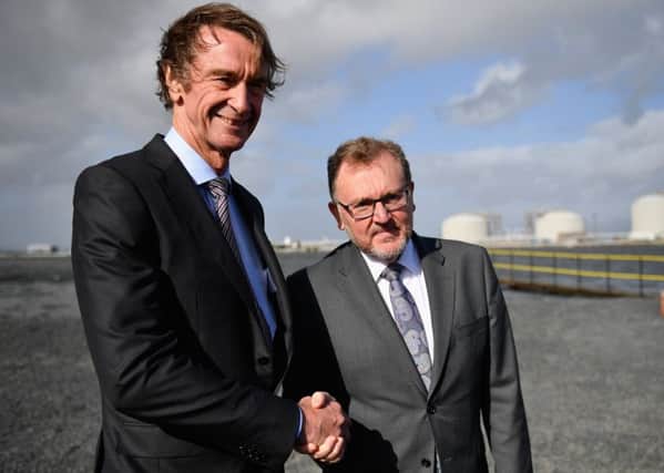 Jim Ratcliffe CEO of INEOS meets with David Mundell Secretary of State for Scotland at the Grangemouth plant.