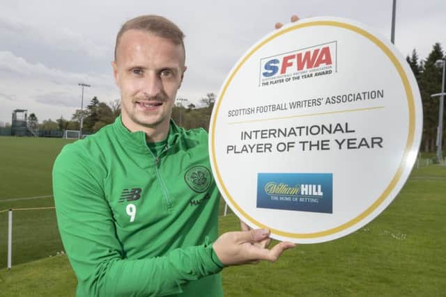 Celtic's Leigh Griffiths was voted the international player of the year by the Scottish Football Writers Association. Picture: Steve Welsh