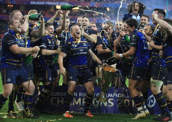 Leinster's celebrate winning the European Champions Cup final in Bilbao. Picture: Adam Davy/PA Wire