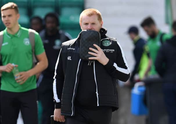 Hibernian manager Neil Lennon arrives at Easter Road. Picture: SNS
