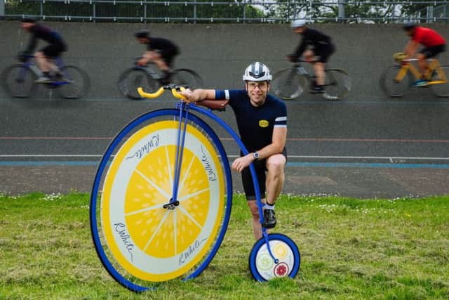 Record-breaking long-distance cyclist Mark Beaumont prepares to take on the R.Whites Lemonade Penny Farthing One Hour World Record next month at the World Cycling Revival festival. Pic: Ben Queenborough