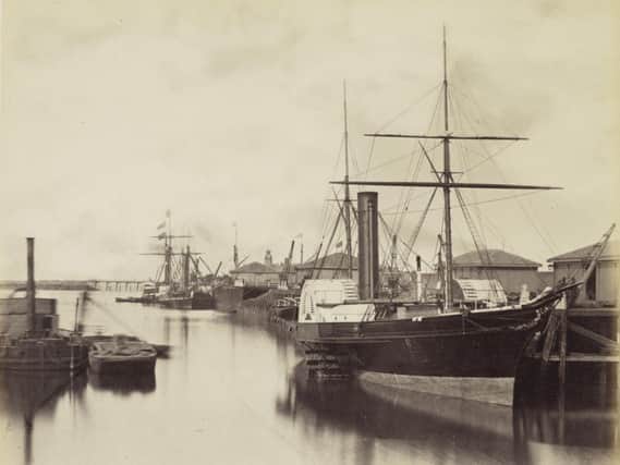 This image of ships in Granton Harbour in Edinburgh was captured by Horatio Ross.