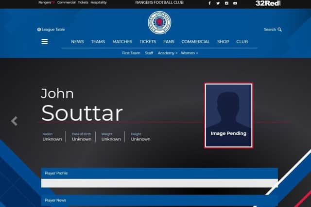 Hearts defender John Souttar was listed amongst the Rangers squad