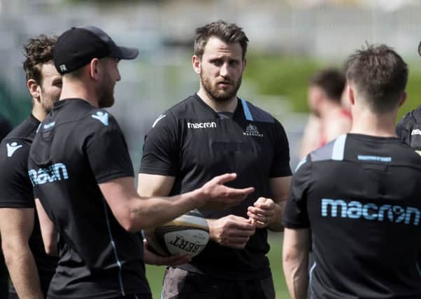 Glasgow winger Tommy Seymour, centre, during a training session. Picture: Craig Foy/SNS/SRU