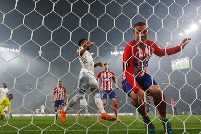 Antoine Griezmann of Atletico Madrid celebrates after scoring his team's second goal against Marseille.  Picture: Maja Hitij/Getty Images