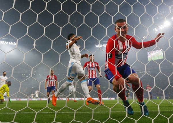 Antoine Griezmann of Atletico Madrid celebrates after scoring his team's second goal against Marseille.  Picture: Maja Hitij/Getty Images