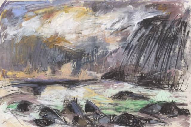 Seal Bay, Isle of Barra (oil and charcoal on paper) by Ross Ryan